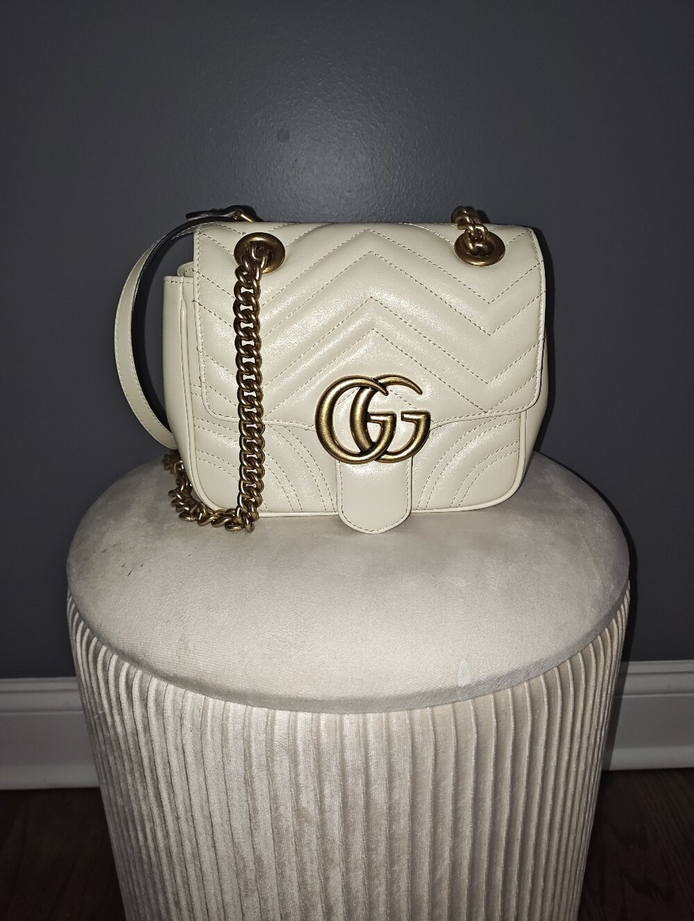 Cream Genuine Leather Crossbody